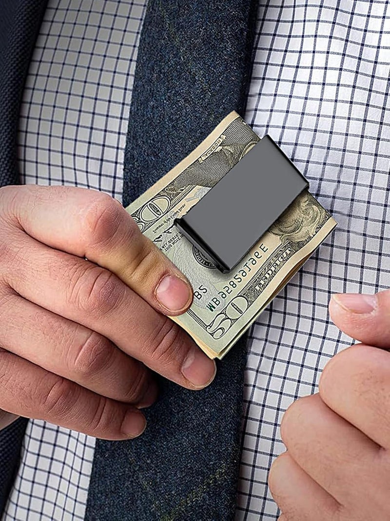 ChainsHouse Stainless Steel Money Clip Slim Wallet Credit Business Card Holder for Men, Wallet Charms Gift for Father Dad Husband - Image 2